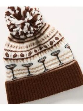 NWT Anthropologie Maeve Fairisle Holiday Libations Icon Beanie